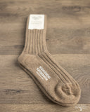 Nishiguchi Kutsushita Cashmere Ribbed Socks - Umber