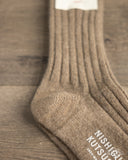 Nishiguchi Kutsushita Cashmere Ribbed Socks - Umber