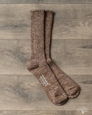 Nishiguchi Kutsushita Hemp Cotton Ribbed Sock - Khaki