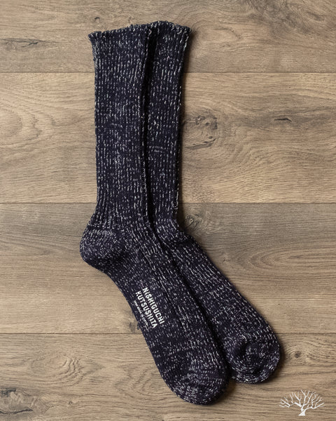 Nishiguchi Kitsushita - Hemp Cotton Ribbed Sock - Midnight