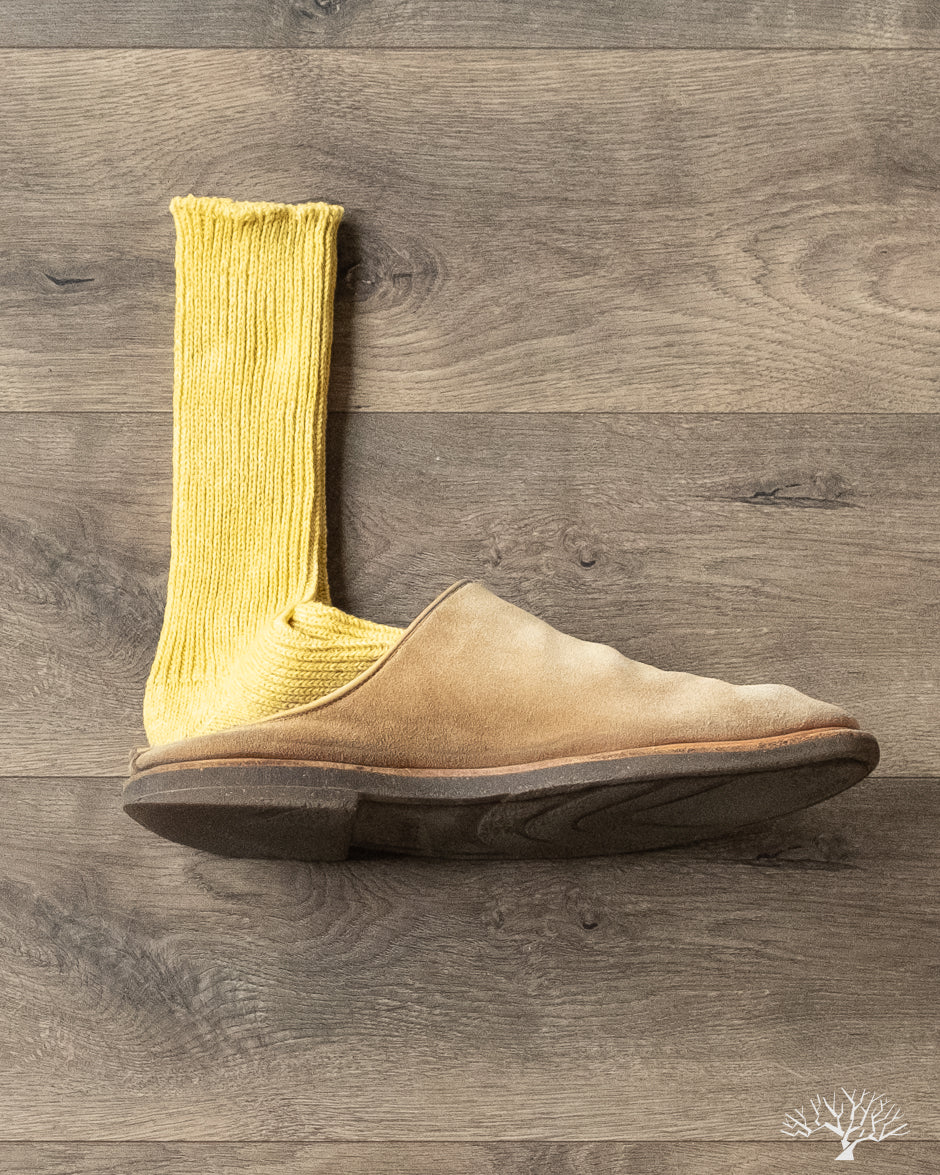 Nishiguchi Kutsushita Hemp Cotton Ribbed Sock - Vintage Yellow