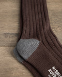 Nishiguchi Kutsushita Luxurious Cotton Ribbed Socks - Brown