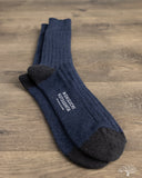 Nishiguchi Kutsushita Luxurious Cotton Ribbed Socks - Denim