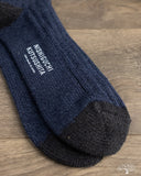 Nishiguchi Kutsushita Luxurious Cotton Ribbed Socks - Denim