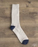 Nishiguchi Kutsushita Luxurious Cotton Ribbed Socks - Light Gray