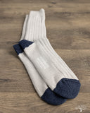 Nishiguchi Kutsushita Luxurious Cotton Ribbed Socks - Light Gray