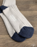 Nishiguchi Kutsushita Luxurious Cotton Ribbed Socks - Light Gray