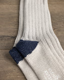 Nishiguchi Kutsushita Luxurious Cotton Ribbed Socks - Light Gray