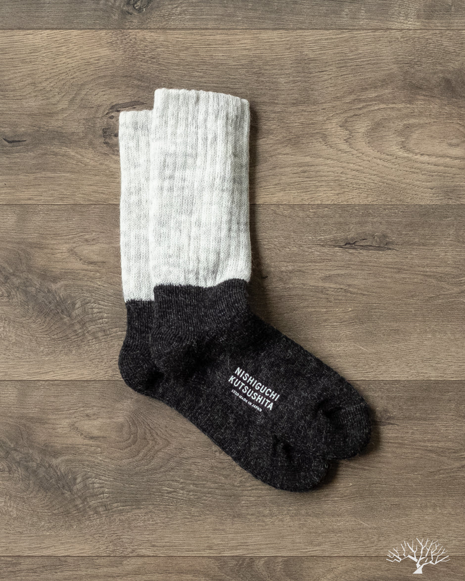 Nishiguchi Kutsushita Mohair Wool Pile Socks - Light Grey