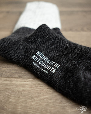 Nishiguchi Kutsushita Mohair Wool Pile Socks - Light Grey