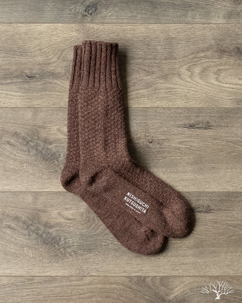 Nishiguchi Kutsushita - Wool Cotton Boot Socks - Mocha Brown