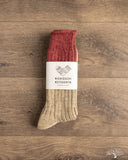 Nishiguchi Kutsushita Wool Cotton Slab Socks - Red