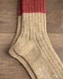 Nishiguchi Kutsushita Wool Cotton Slab Socks - Red