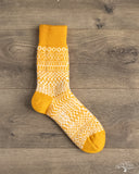 Nishiguchi Kutsushita Wool Jacquard Socks - Lantern Orange