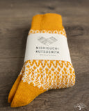 Nishiguchi Kutsushita Wool Jacquard Socks - Lantern Orange