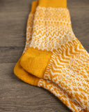 Nishiguchi Kutsushita Wool Jacquard Socks - Lantern Orange