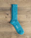 Nishiguchi Kutsushita Hemp Cotton Ribbed Sock - Seagulls Blue