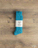 Nishiguchi Kutsushita Hemp Cotton Ribbed Sock - Seagulls Blue