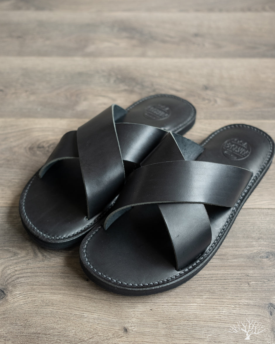 OGL x Dr. Sole Leather Cross Sandals - Black