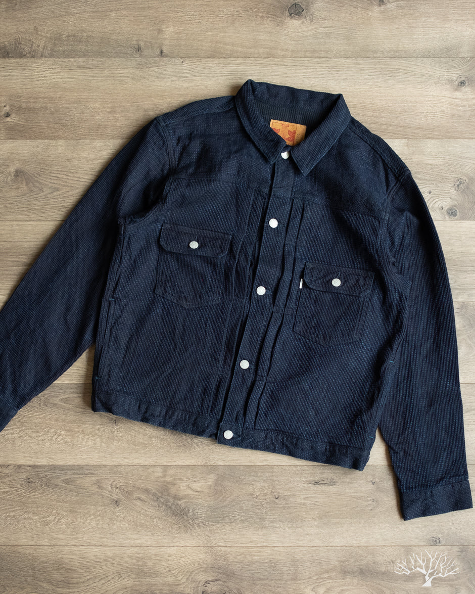 Omoto Denim 3220 - Type 2 Cube Sashiko Denim Jacket Indigo