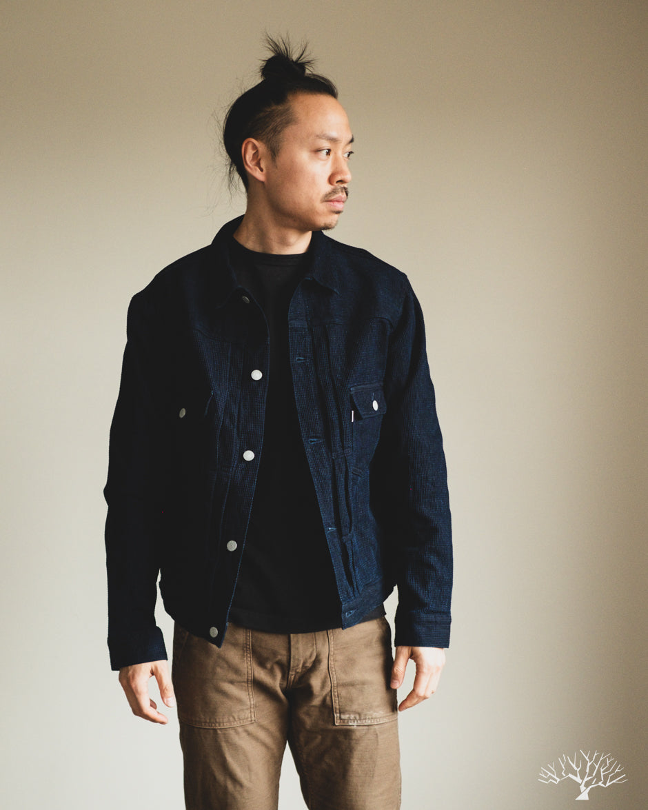 Omoto Denim 3220 - Type 2 Cube Sashiko Denim Jacket Indigo