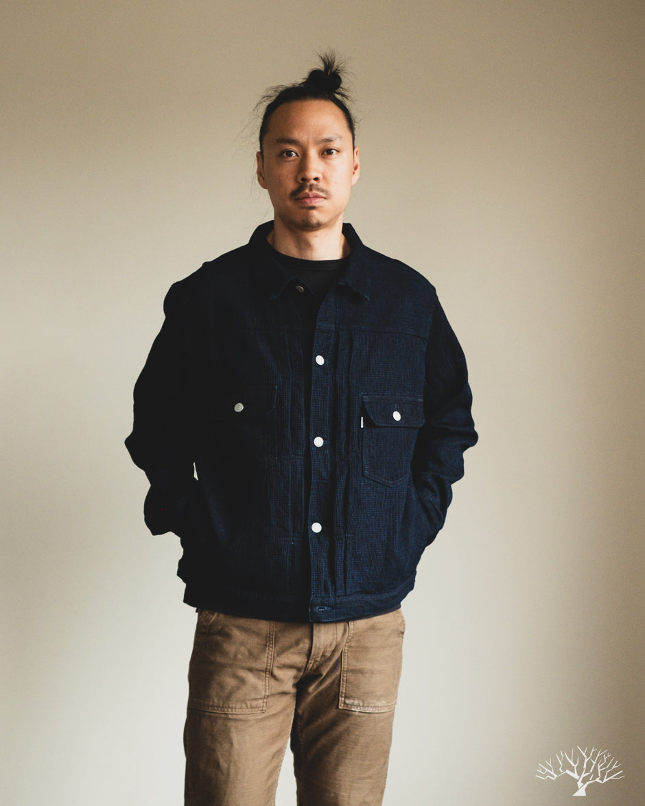 Omoto Denim 3220 - Type 2 Cube Sashiko Denim Jacket Indigo