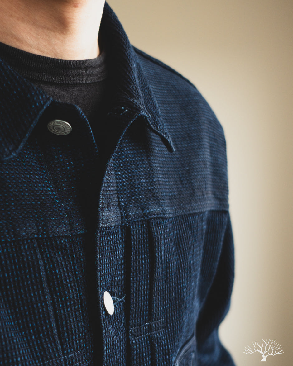 Omoto Denim 3220 - Type 2 Cube Sashiko Denim Jacket Indigo