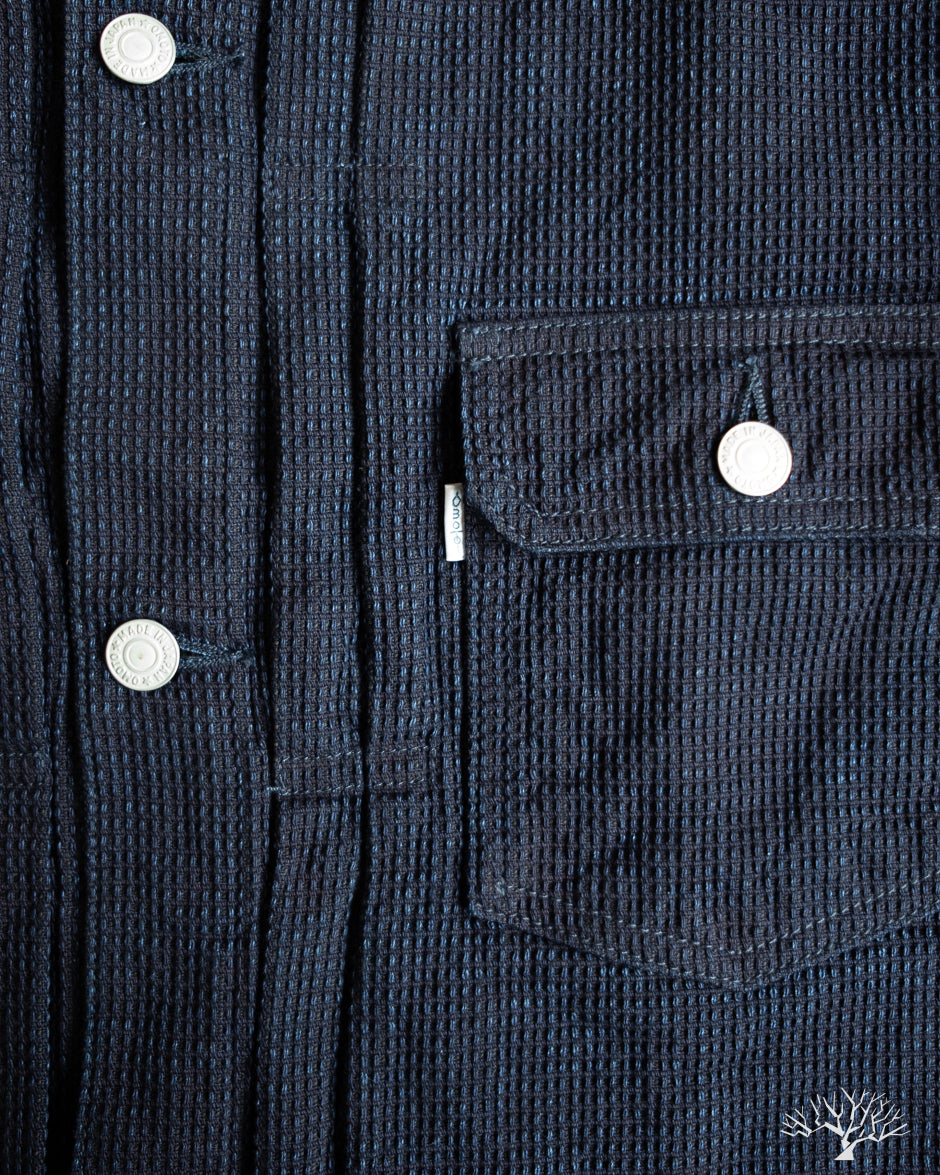Omoto Denim 3220 - Type 2 Cube Sashiko Denim Jacket Indigo