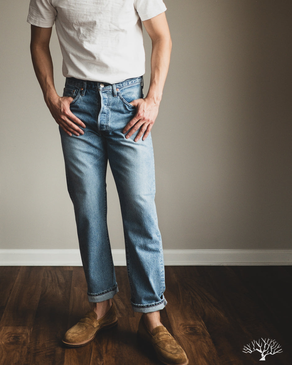 orSlow 105 Standard Fit Denim 90's Sky Blue Withered Fig
