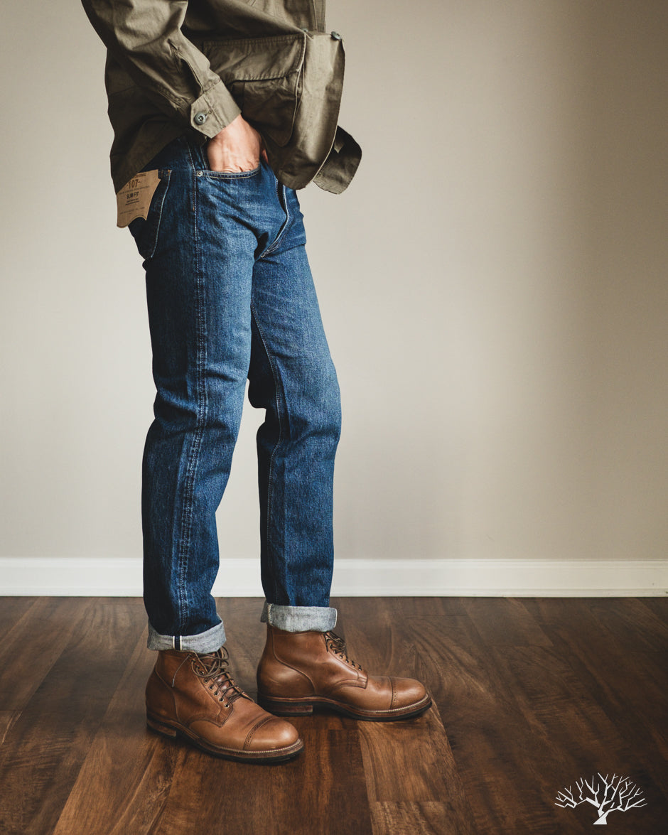 orSlow 107 Ivy Fit Selvedge Denim Two Year Wash Withered Fig
