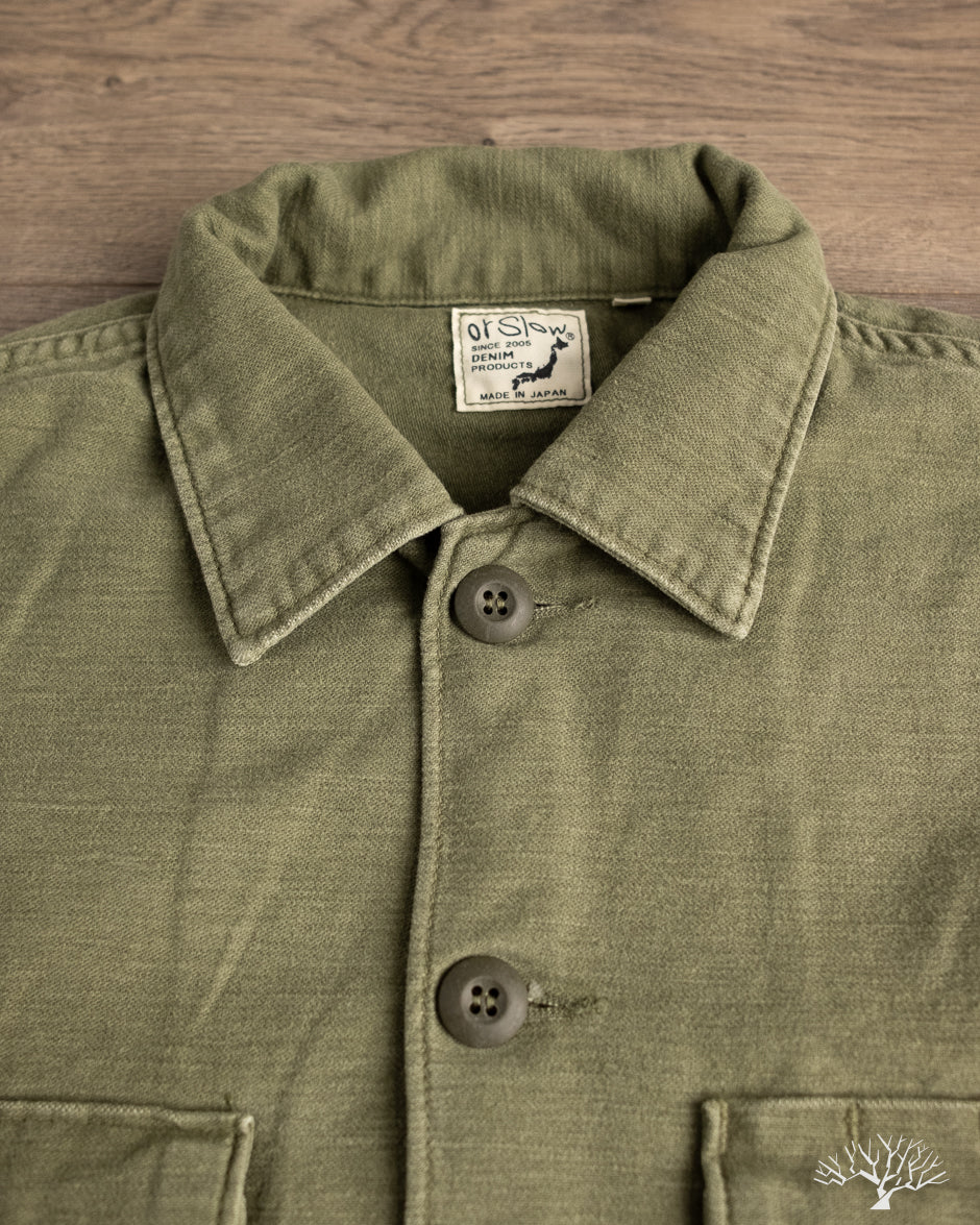 orSlow 4 Pocket U.S. Army Fatigue Shirt - Dark Olive Stone
