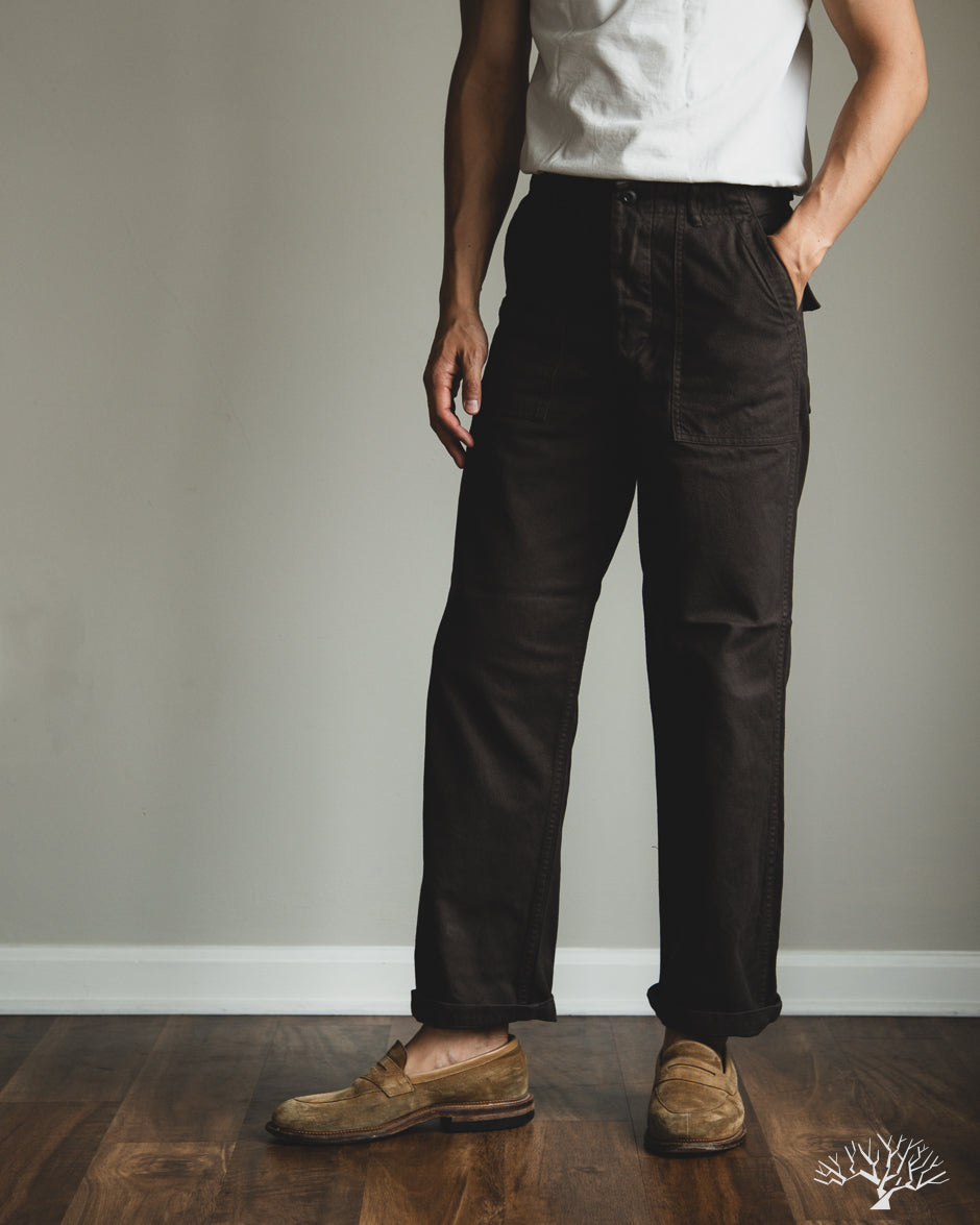 orSlow Brushed Flannel Fatigue Pants - Coffee Brown