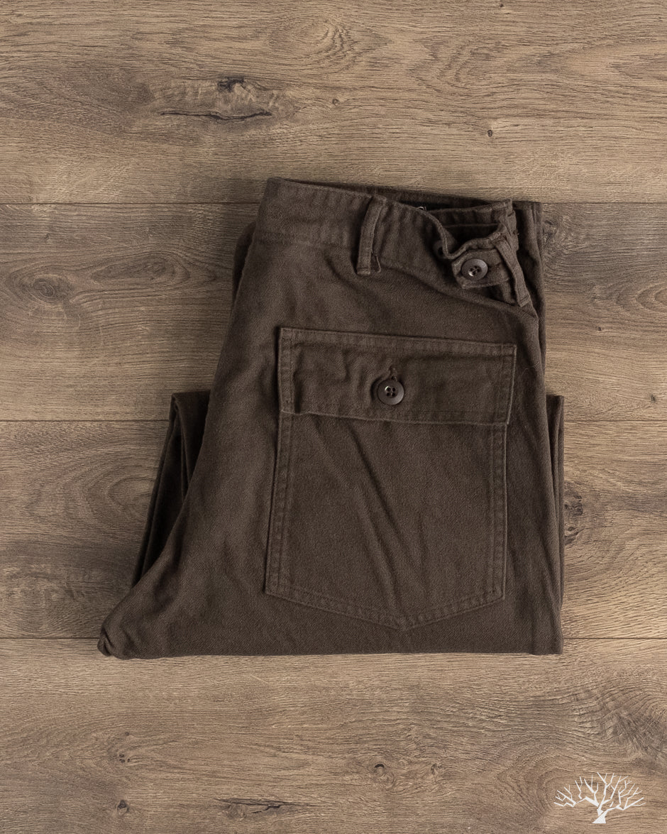 orSlow Brushed Flannel Fatigue Pants - Coffee Brown