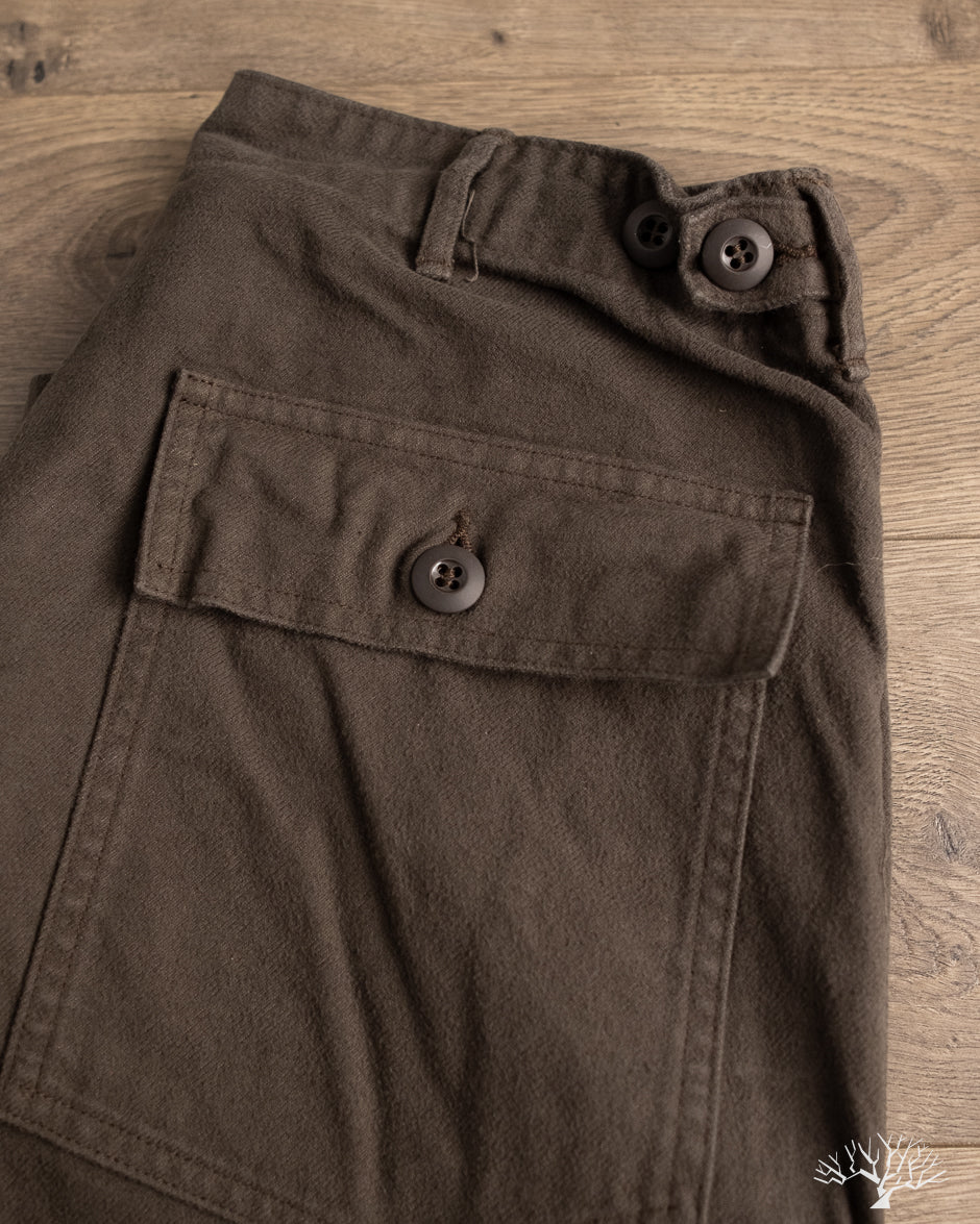 orSlow Brushed Flannel Fatigue Pants - Coffee Brown