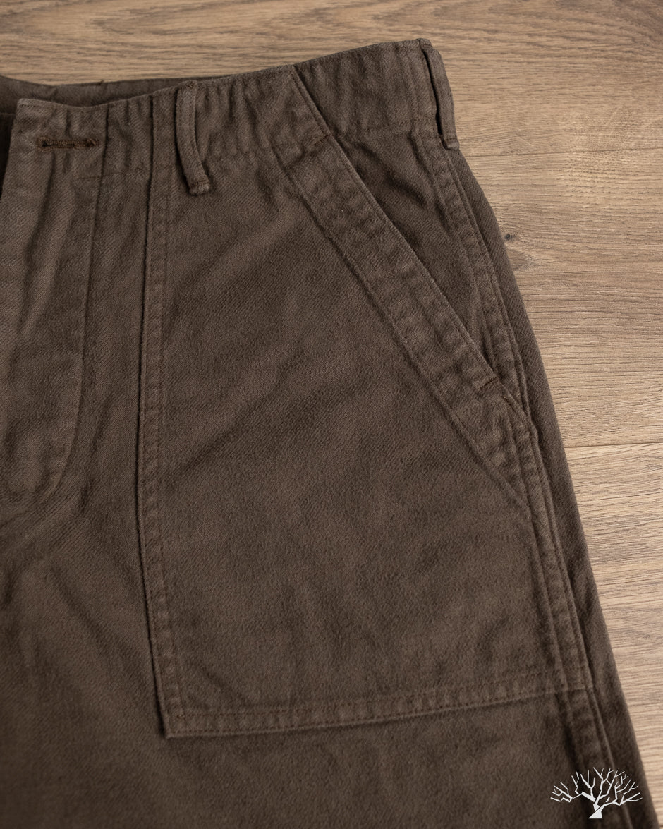 orSlow Brushed Flannel Fatigue Pants - Coffee Brown