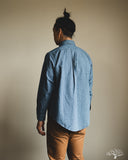 orSlow Chambray Standard Button Down Shirt - Indigo-Dyed Mini-CheckorSlow Chambray Standard Button Down Shirt - Indigo-Dyed Mini-Check