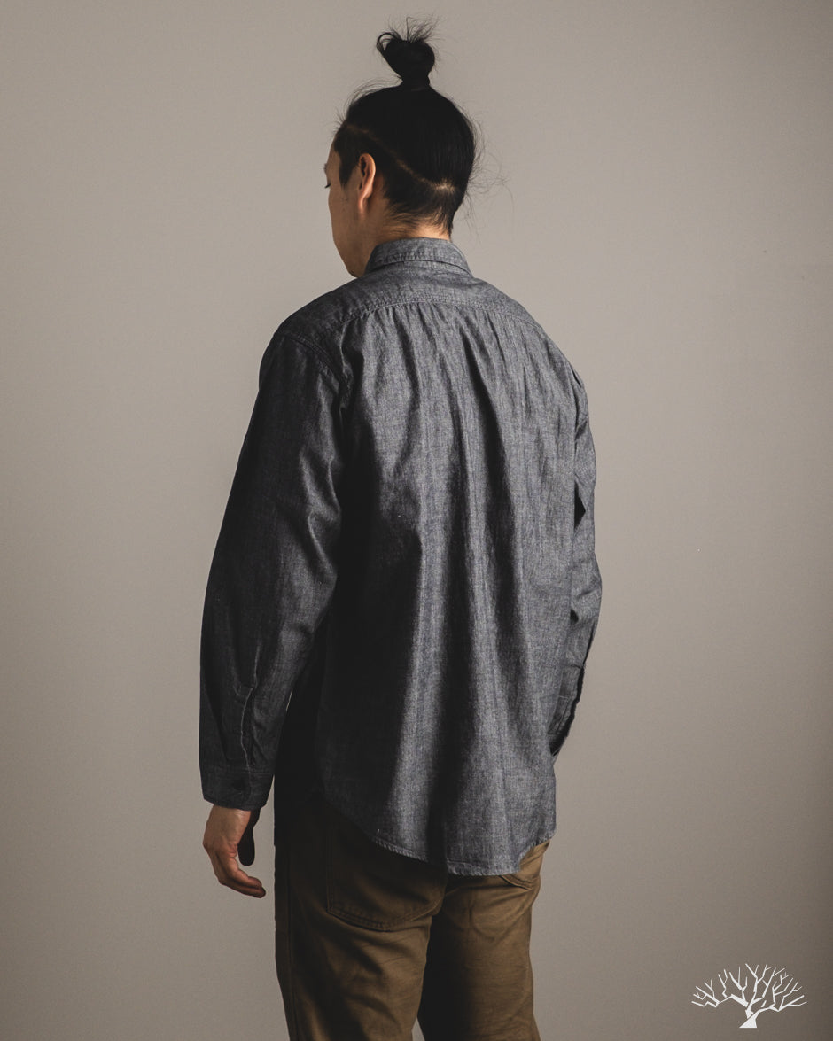 orSlow Chambray Work Shirt w/ Flap Pocket - Black