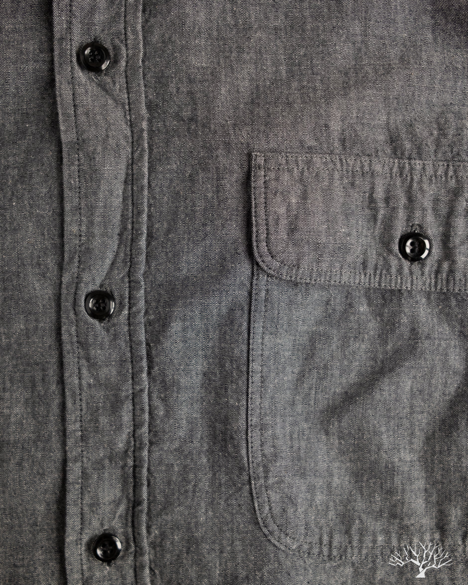 orSlow Chambray Work Shirt w/ Flap Pocket - Black