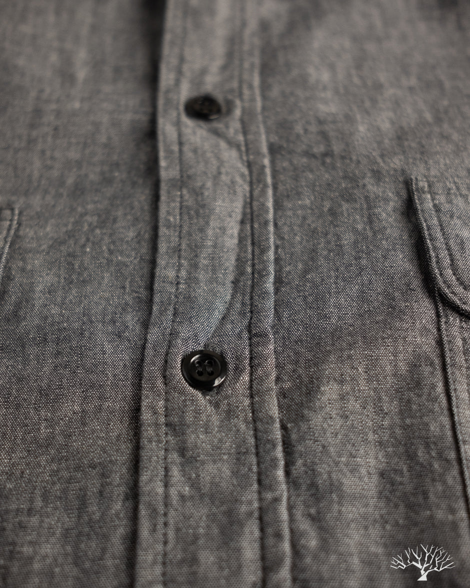 orSlow Chambray Work Shirt w/ Flap Pocket - Black