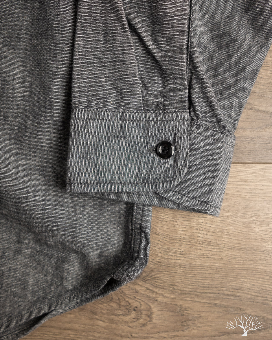 orSlow Chambray Work Shirt w/ Flap Pocket - Black