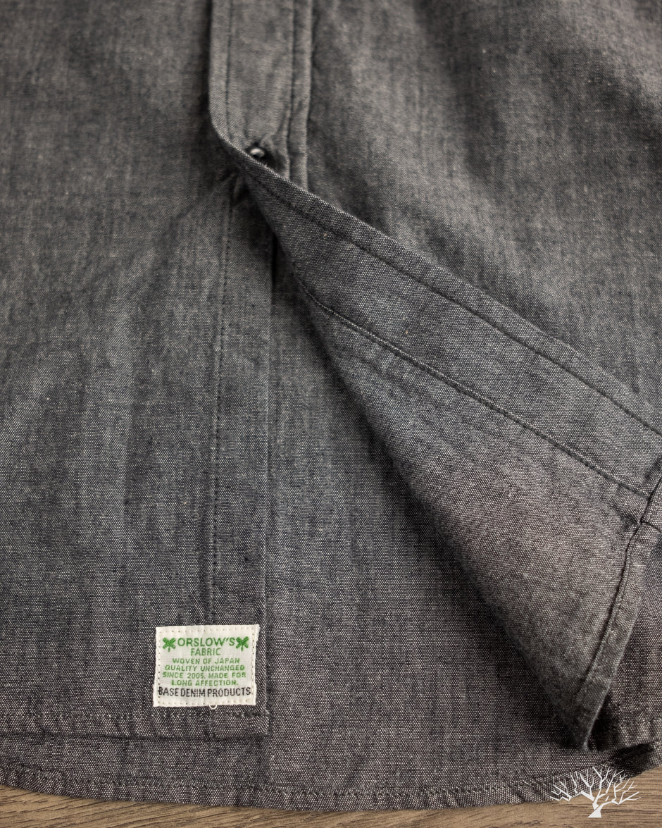 orSlow Chambray Work Shirt w/ Flap Pocket - Black