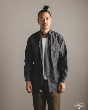 orSlow - Chambray Work Shirt With Flap Pocket - Black – Withered Fig