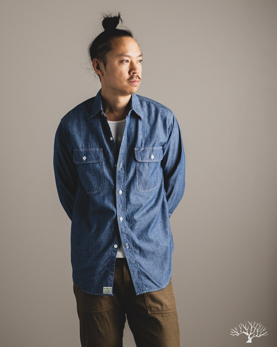 orSlow Chambray Work Shirt w/ Flap Pocket