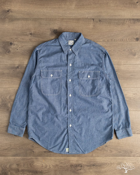 orSlow - Chambray Work Shirt With Flap Pocket – Withered Fig