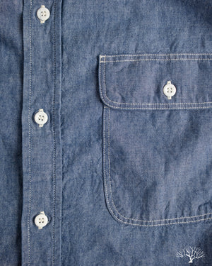 orSlow - Chambray Work Shirt With Flap Pocket – Withered Fig