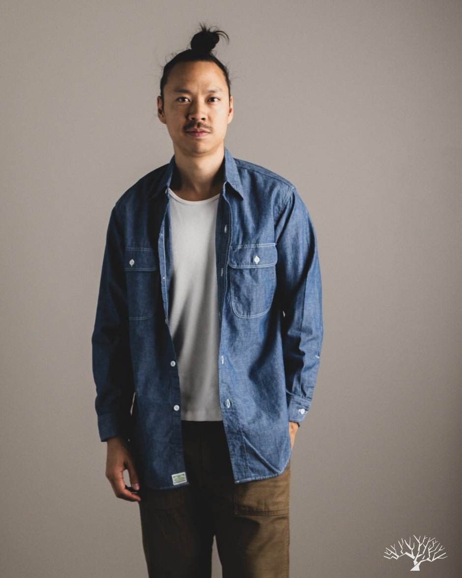 orSlow Chambray Work Shirt w/ Flap Pocket