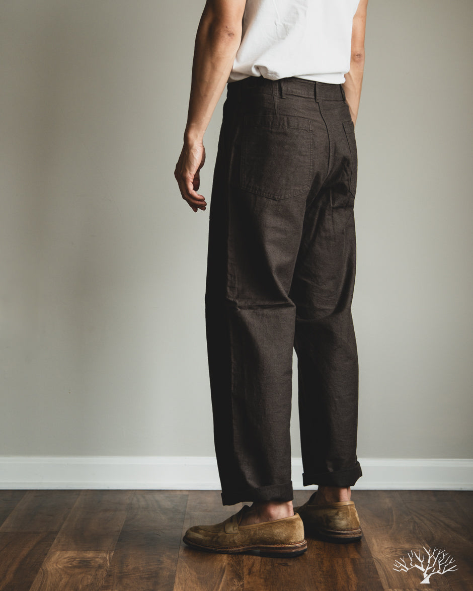 orSlow Cotton Linen Moleskin Fatigue Pants - Charcoal Gray