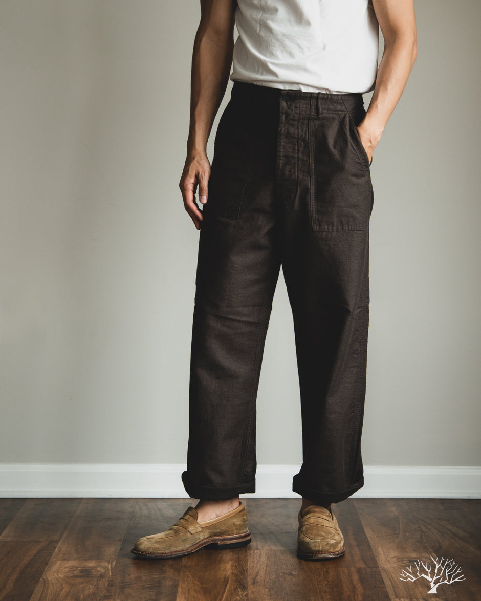 orSlow Cotton Linen Moleskin Fatigue Pants - Charcoal Gray
