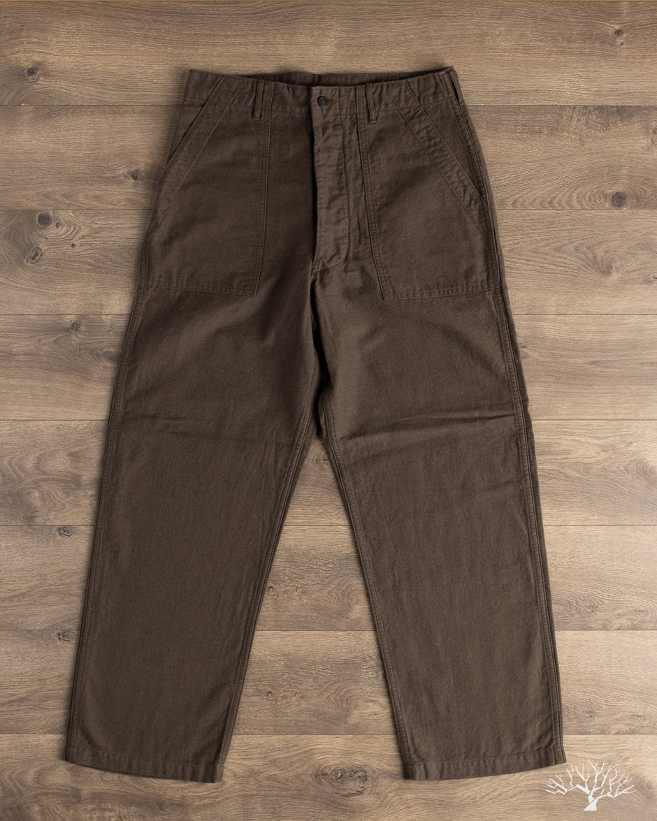 orSlow Cotton Linen Moleskin Fatigue Pants - Charcoal Gray
