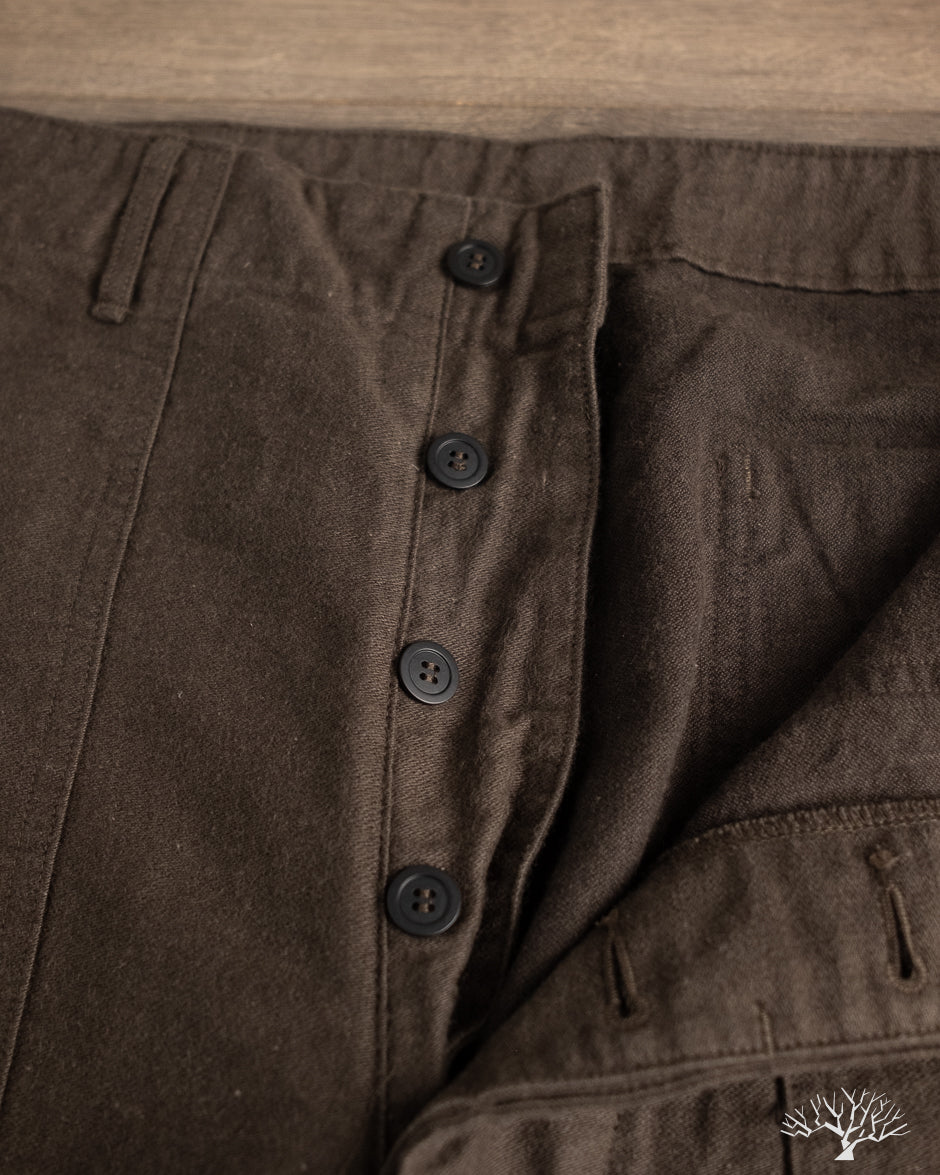 orSlow Cotton Linen Moleskin Fatigue Pants - Charcoal Gray